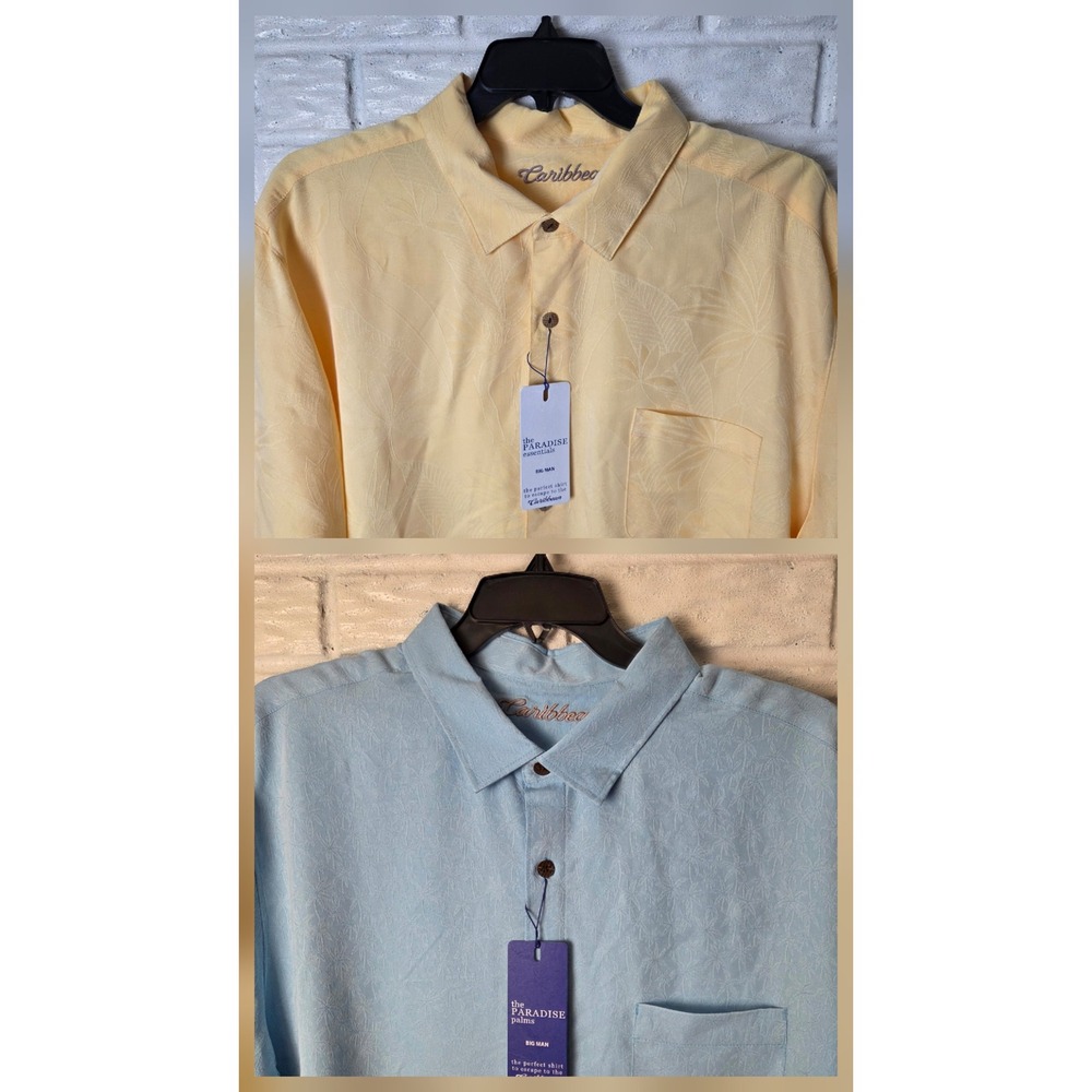 Lot of 2 Caribbean Paradise Essentials Palms Men's size 3XB Big NWT Yellow Blue